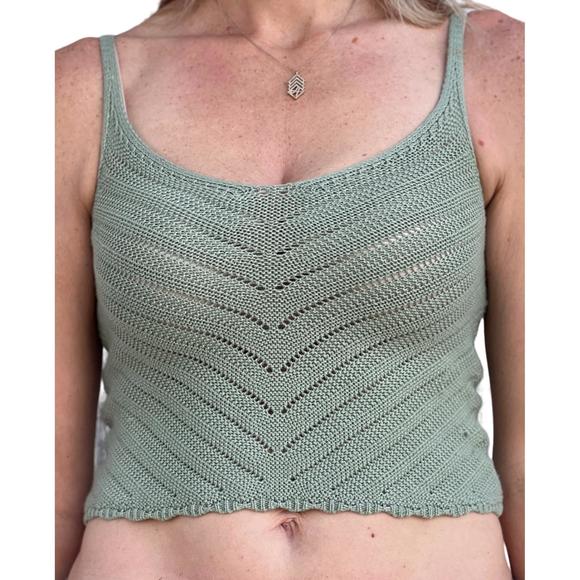 NEW BE COOL polly knit crop sweater in sage - Picture 2 of 2